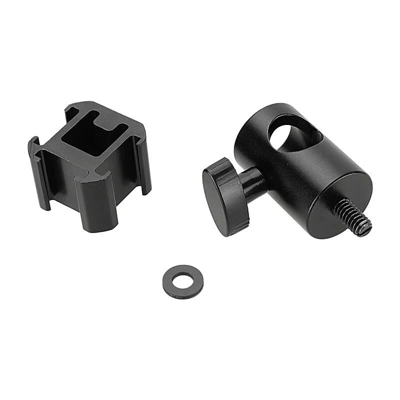 Tête de support de lumière en alliage d'aluminium de 16mm, avec paquet de montage de chaussure froide à 3 voies, trou de 16mm à filetage de vis 1/4, unité d'adaptateur de chaussure chaude