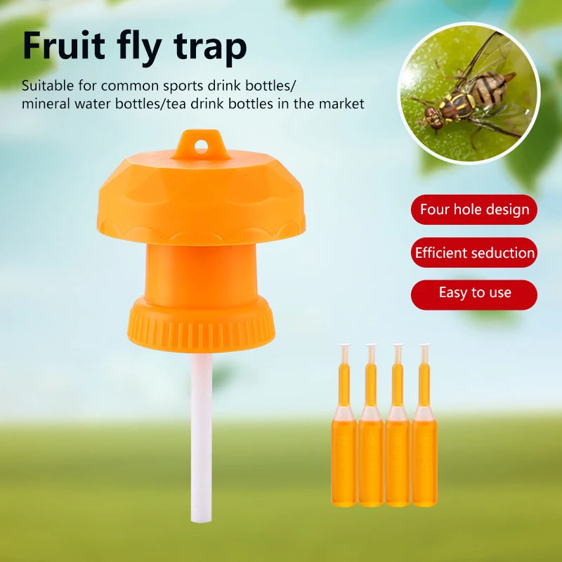 Yellow Fruit Fly Trap Killer Plastic Cap Sponge Stick Garden Orchard Insect Catcher Anti Pest Control Attracting Trapping Agent