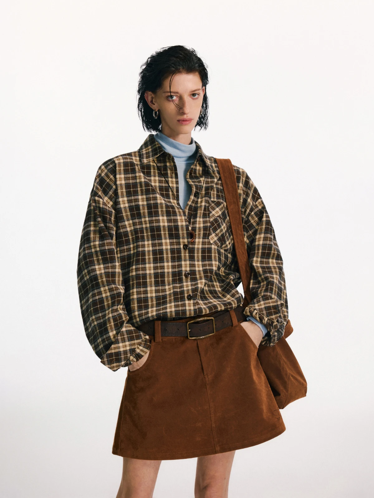 

Женская свободная длинная рубашка-блузка TearOcean в стиле ретро с клетчатым узором, осенне-зимняя, оригинальный дизайн, полиэстер