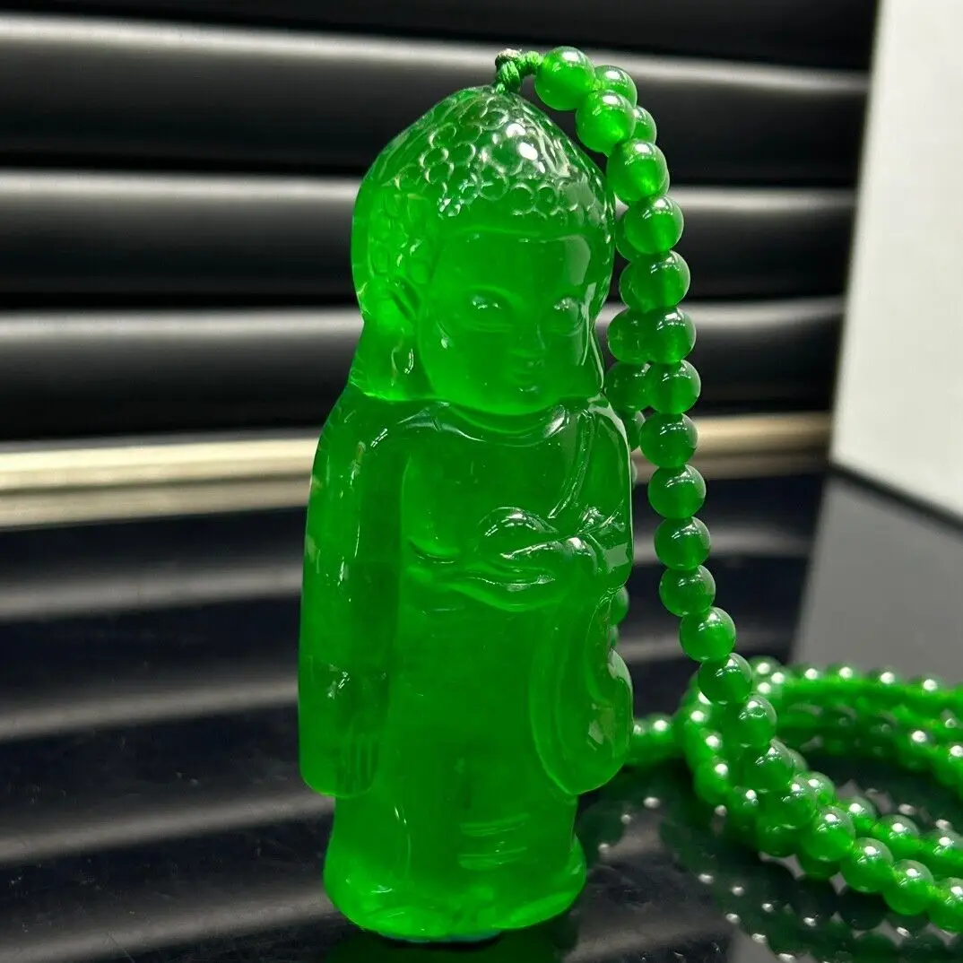 Gecertificeerde natuurlijke ijsgroene jade jadeïet gesneden Boeddha hanger kettingen 3D Baby Boeddha