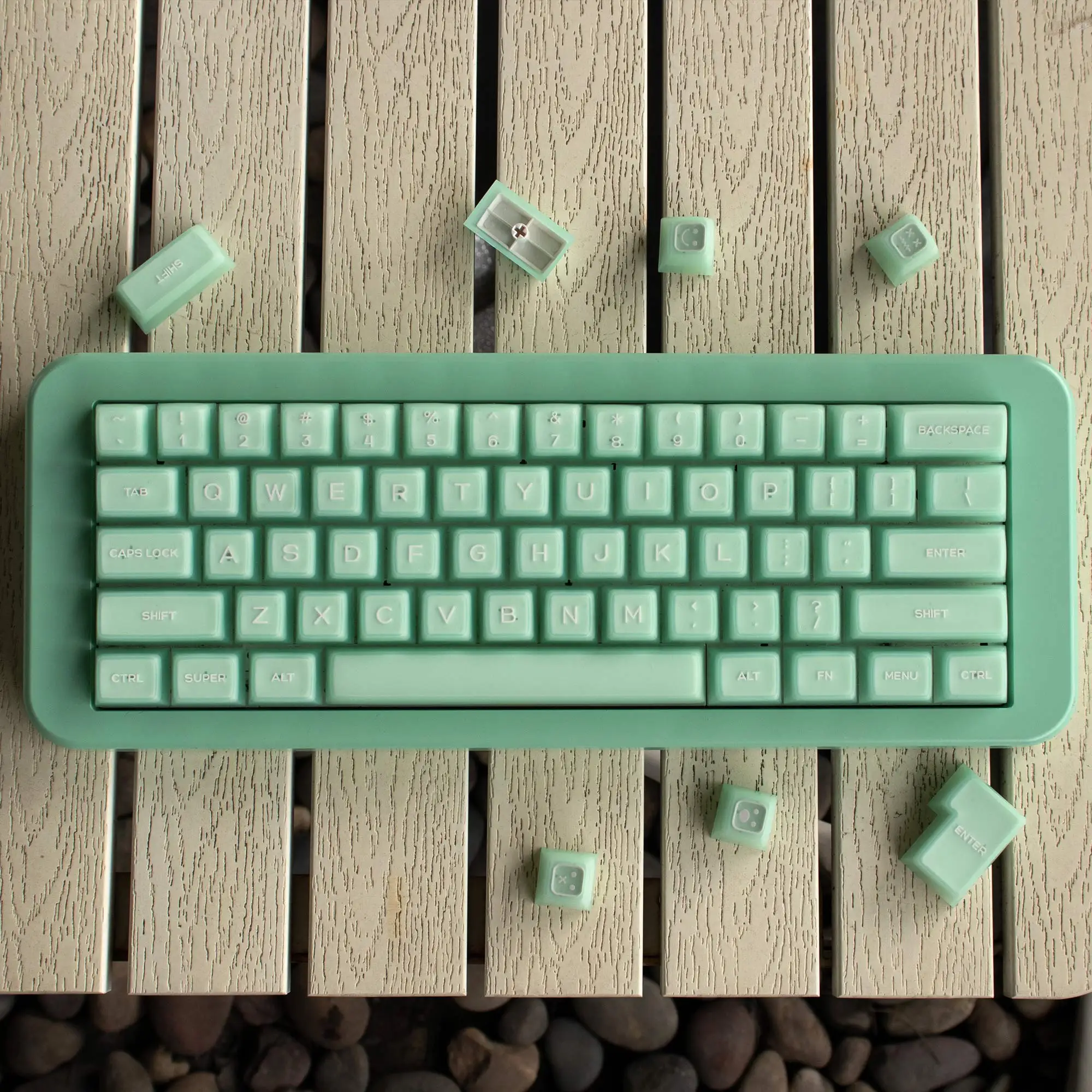SA Profile Translucent Green Jade Theme Keycap 142Key Set PBT Two-Color Molding KeyCap MX Switches for Mechanical Keyboard Gifts