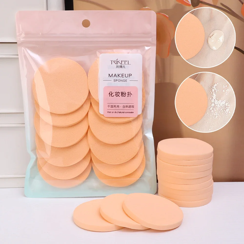 24pcs/set Round Makeup Sponge Puff Face Foundation Concealer Cream Powder Sponges Wet Dry Use Sponges Powder Puff Soft Portable