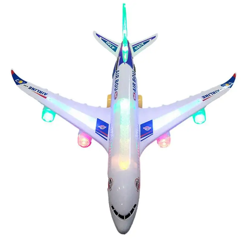 Toy Stunt Plane LED Flashing Lights A380 Airplane Toys For Kids Bump And Go Action Toddler Toy Plane Airplane Great Easter Gift