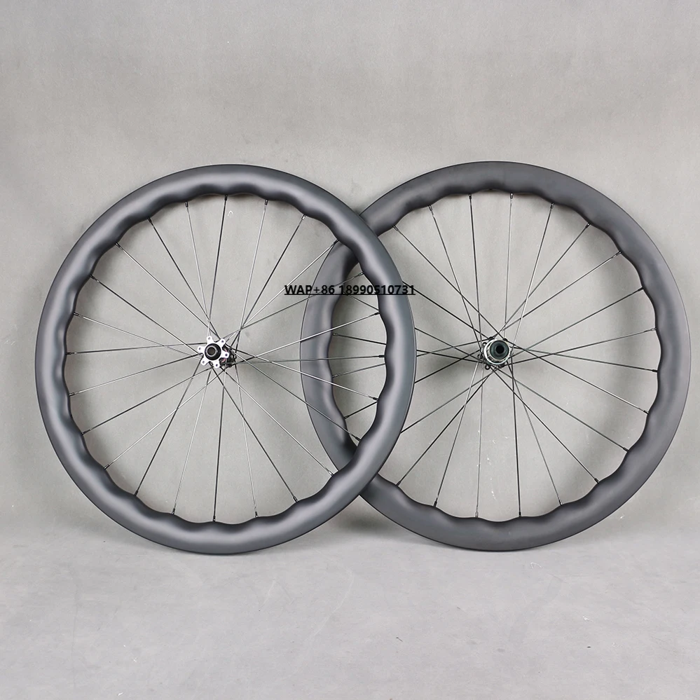 

Full Carbon Road Disc Carbon Wheels Bike Wave Rims Wheelset Bicycle Carbon Fiber Wheel-6bolt Tubeless Rim D411/D412 Hubs 550G