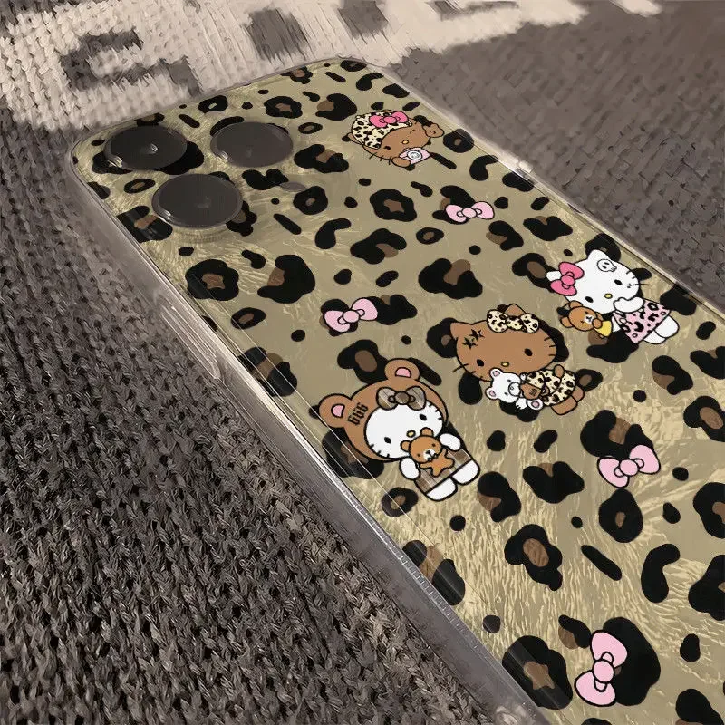 Original Leopard Hello Kitty Phone Case For Xiaomi Redmi 13 12 12C 10 10C 9 9A 9T 9C 11T Poco X3 X4 X5 Pro NFC GT 4G 5G Cover