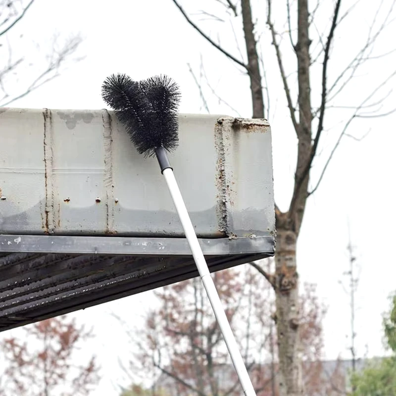 Roof Gutter Cleaner Extendable Duster Gutter Cleaning Brush Telescopic Debris Leaves Branches Remover Roof Dusting Brush