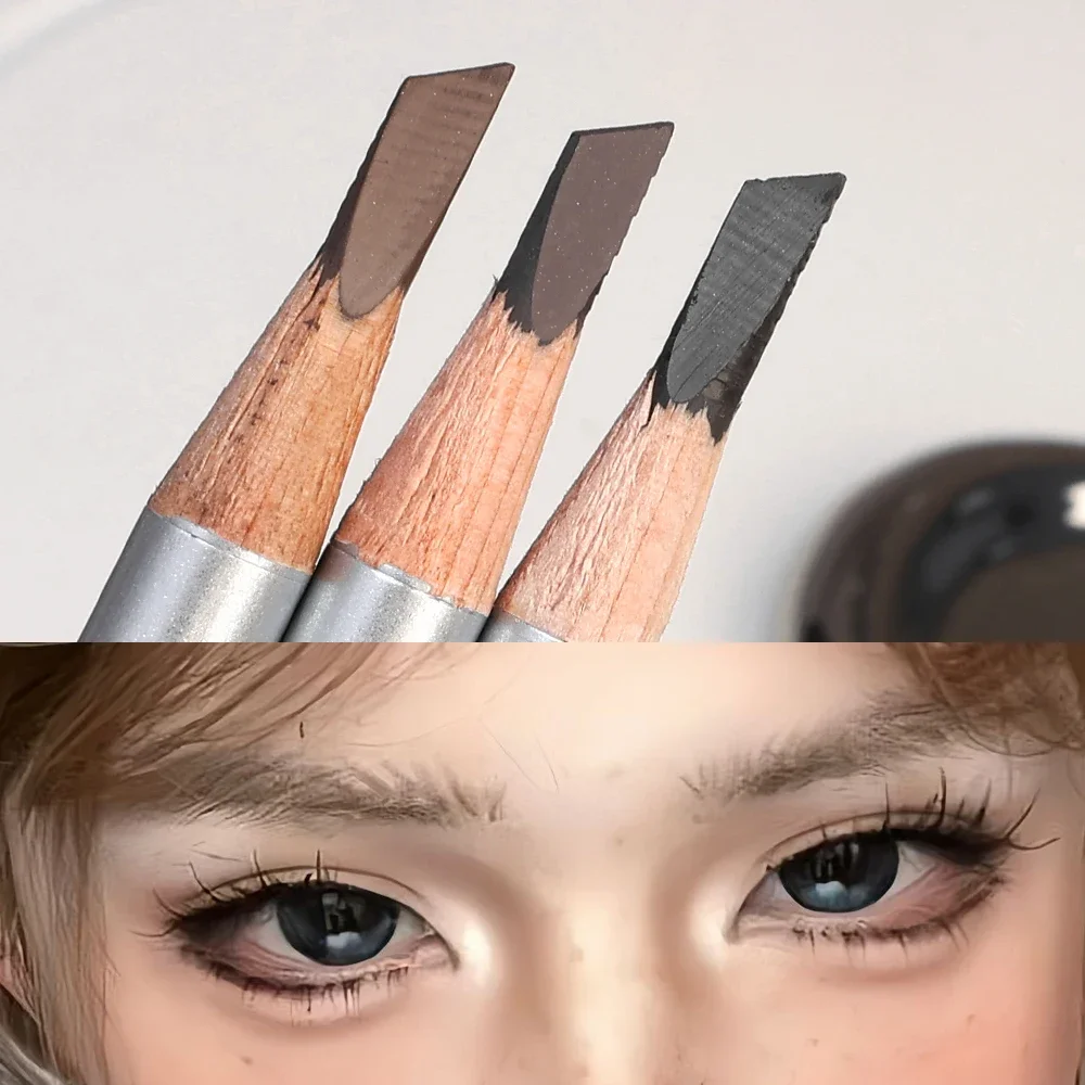 Hard Core Eyebrow Pencil with Sandpaper Long-Lasting Waterproof Permanent Makeup Eye Brow Enhancers Pencil Wild Line Brows Tint