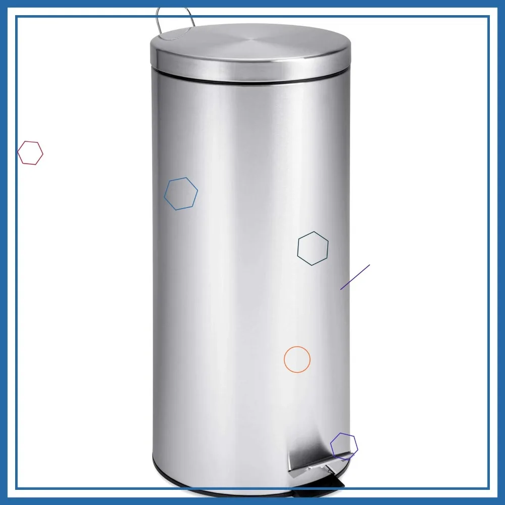 

Stainless Steel Step Trash Can with Foot Pedal, 30-Liter Capacity, Fingerprint Resistant Finish