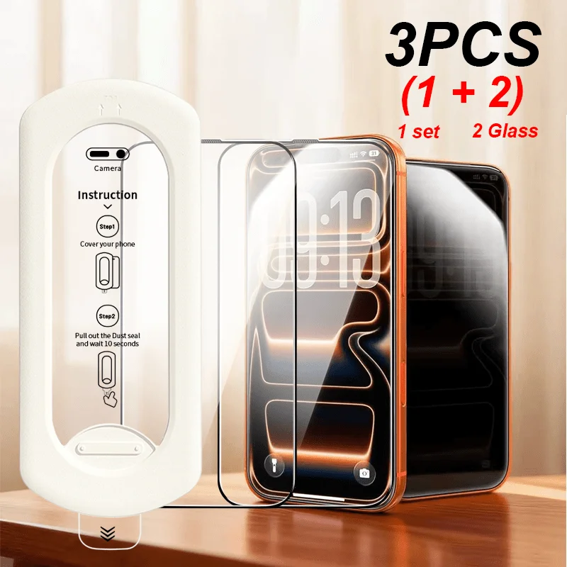 3 шт. HD-защитных стекол для iPhone 18, 17 Pro Max, 17 Pro, 17 Air, 16, 15, 14, 13. Полное покрытие, защита от отпечатков пальцев и царапин.