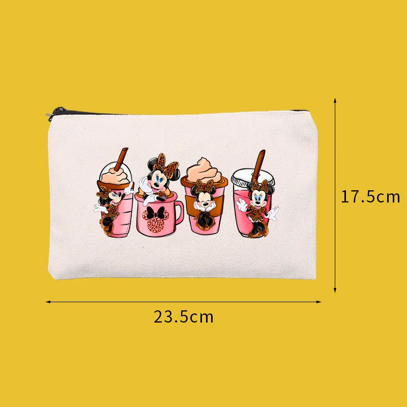 Bolsa de cosméticos de viaje de Disney para mujer, bolsa de almacenamiento de maquillaje portátil, monederos con cremallera, organizador de