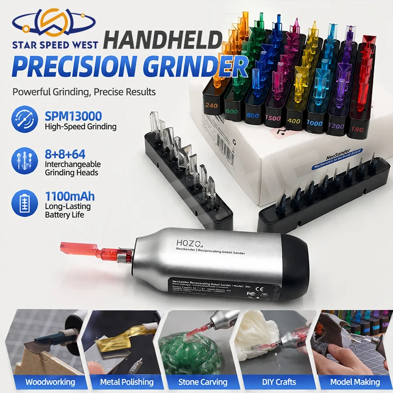 HOZO NeoSander Handheld Sander Reciprocating Linear Motor 13000 SPM Adjustable Stroke for 3D Printing Model Making Woodworking