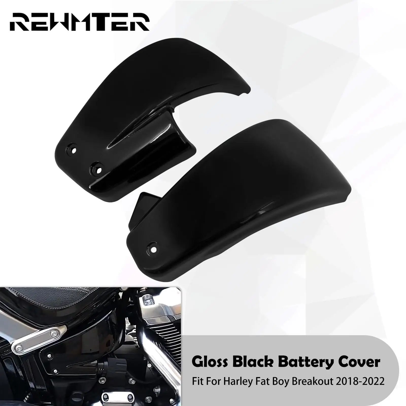 2xMotorcycle Gloss Black Battery Side Fairing Cover For Harley Softail M8 Breakout Fat Boy Bob FXBR FLFB FXFB 2018-2022 2021