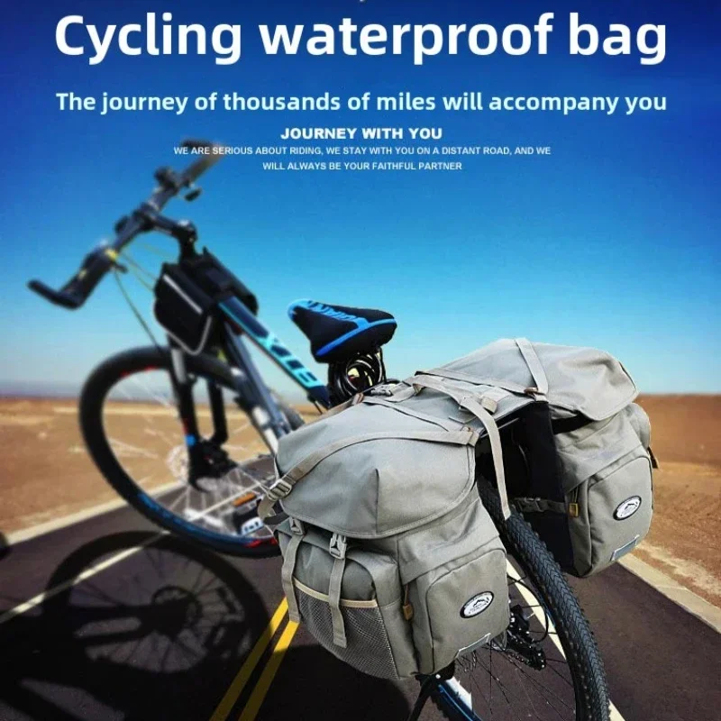 Mountain bike pack shelf bag large capacity waterproof long-distance Sichuan-Tibet cycling camel bag rainwater protection