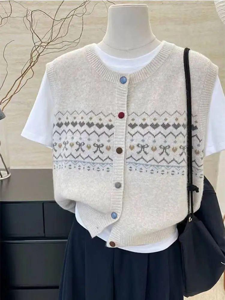 

Шикарный вязаный открытый кардиган в стиле ретро, женский осенне-зимний круглый жилет Ne Lazy Sle, свободный повседневный многослойный жилет с колючками