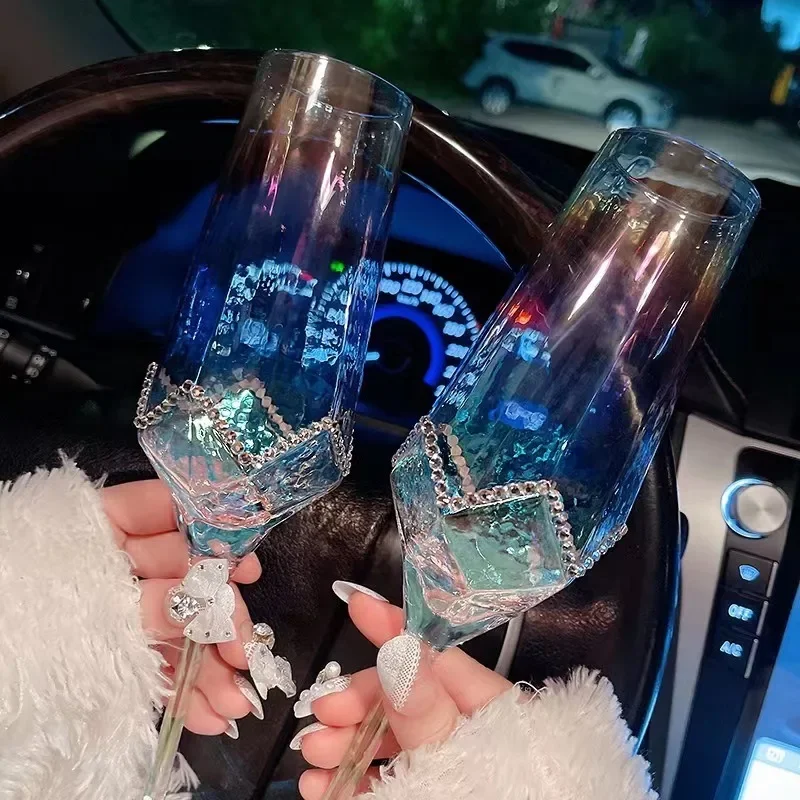 High-value Diamond Crystal Red Wine Glass Light Luxury Wine Glass Retro Glass Goblet Champagne