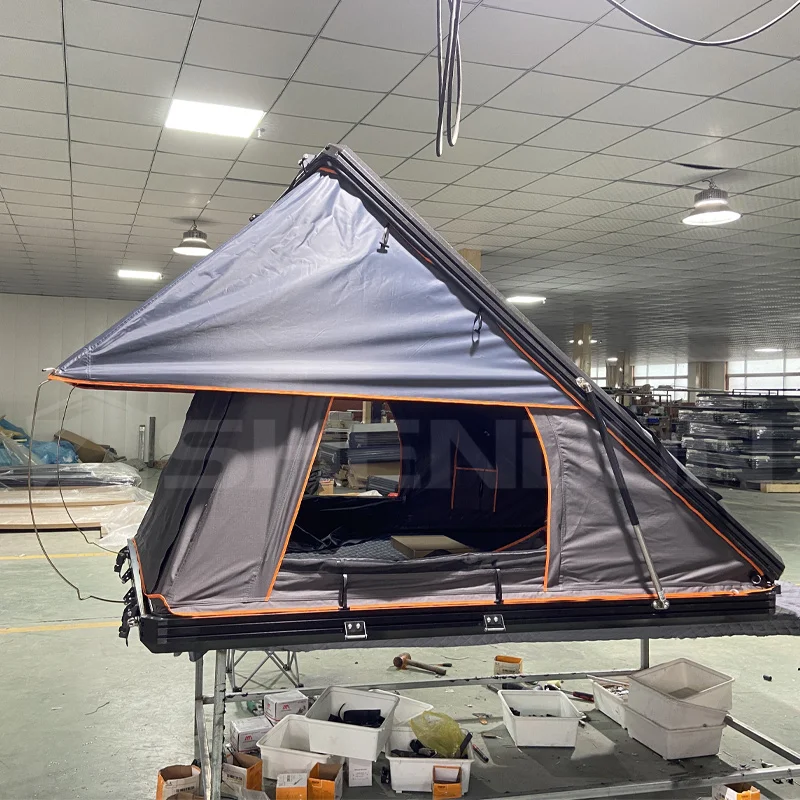 Aluminum Hard Shell 4x4 Truck Camping Car Roof Top Tent With Annex Camping 2-3 Person Car Rooftop Tent Triangle Clamshell