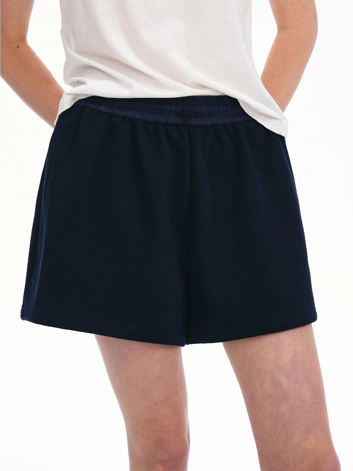 

TangFaFa Spring Summer New Thickened Pure Cotton Sweatshirt Waist Head Casual Women's Shorts Loose Fit Straight Leg Short Pants