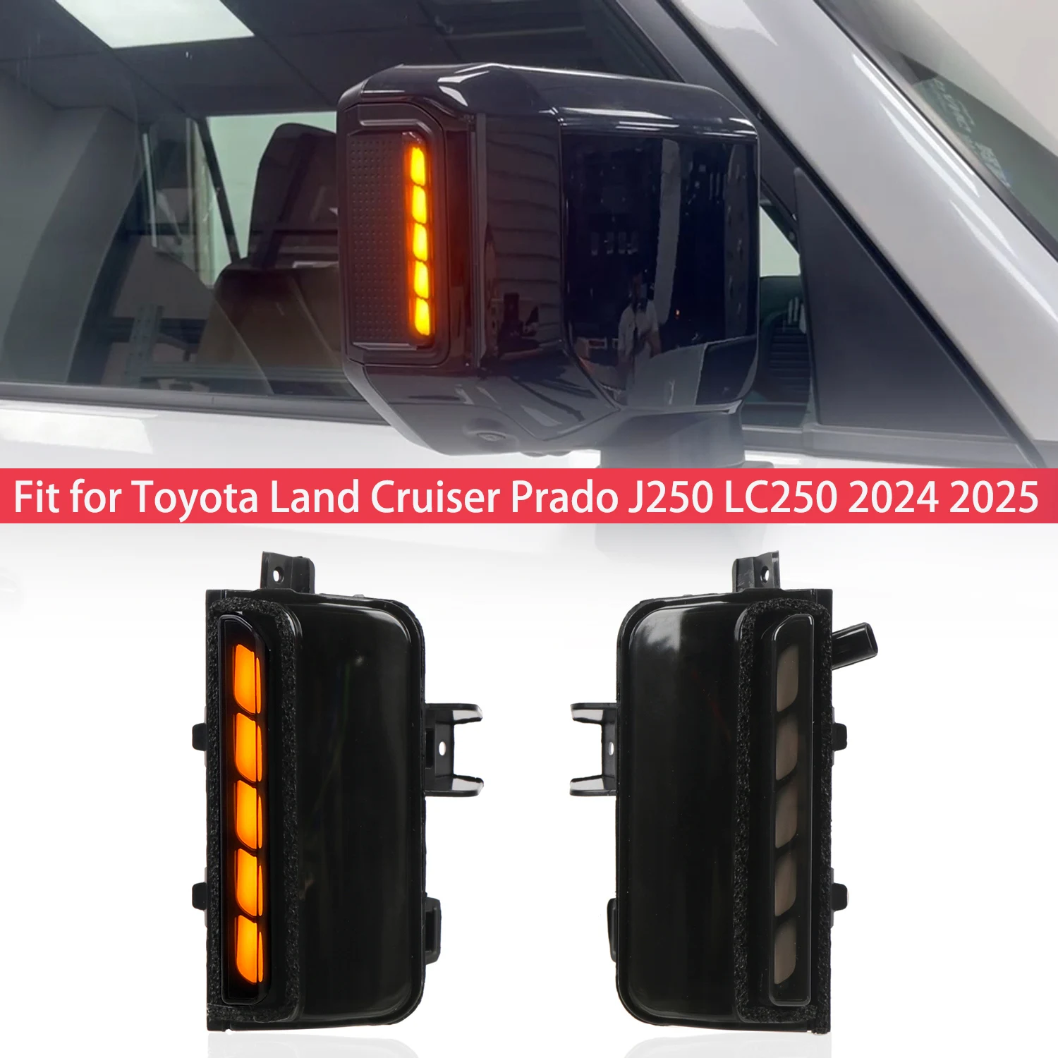 

Аксессуары для Toyota Land Cruiser Prado J250 LC250 2024 2025, динамические указатели поворота, светодиодные боковые зеркала, последовательные огни