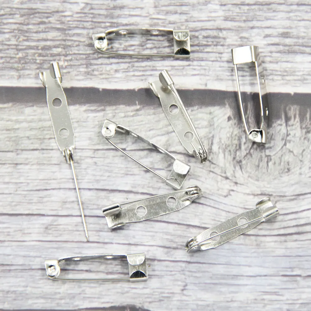 1500Pcs Silver Tone Brooches Back Bar Base Pins Charms Fashion Jewelry Making Finding 25x5mm