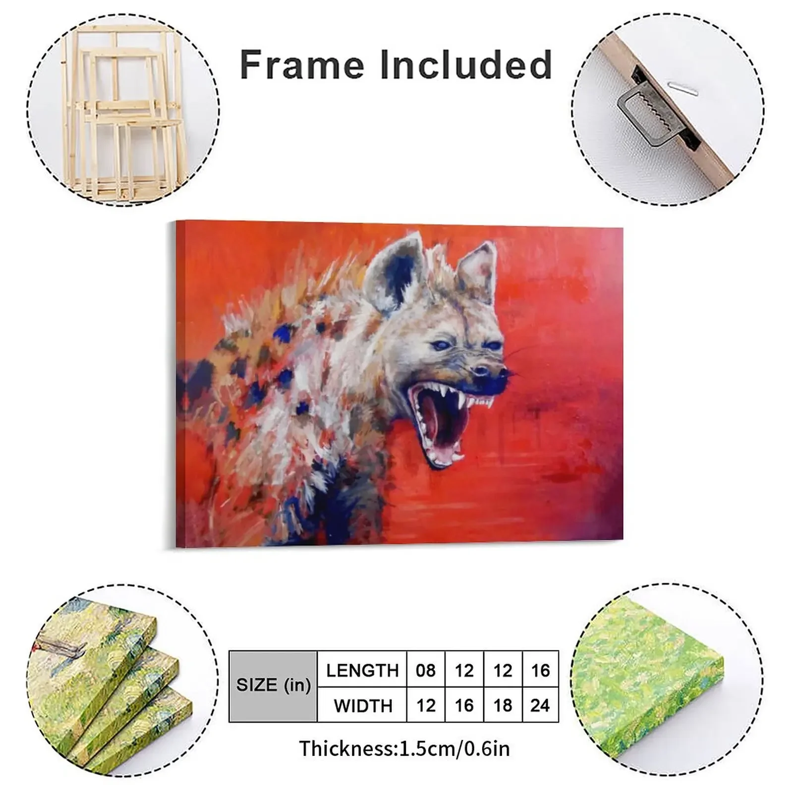 Angry Hyena Canvas Painting Poster Mural Designs Garage Cinema Garage Framed Wall Paintings