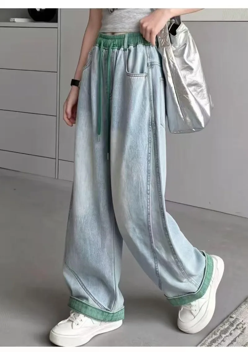 UNITIM 4-14 Jahre Mädchen-Jeans, Sommer, dünn, atmungsaktiv, für Kinder, Mädchen, Denim-Hose, lässig, gespleißt, für Junior-Mädchen, Hose mit weitem Bein – Detail 9