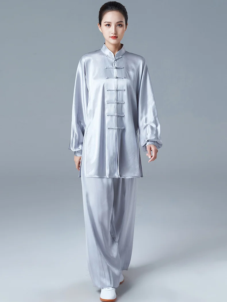 

Шелковая одежда с червями для тай-чи, одежда для ушу без морщин, платье для кунг-фу, униформа для боевых искусств, серый цвет, дышащий, 2022, новый стиль