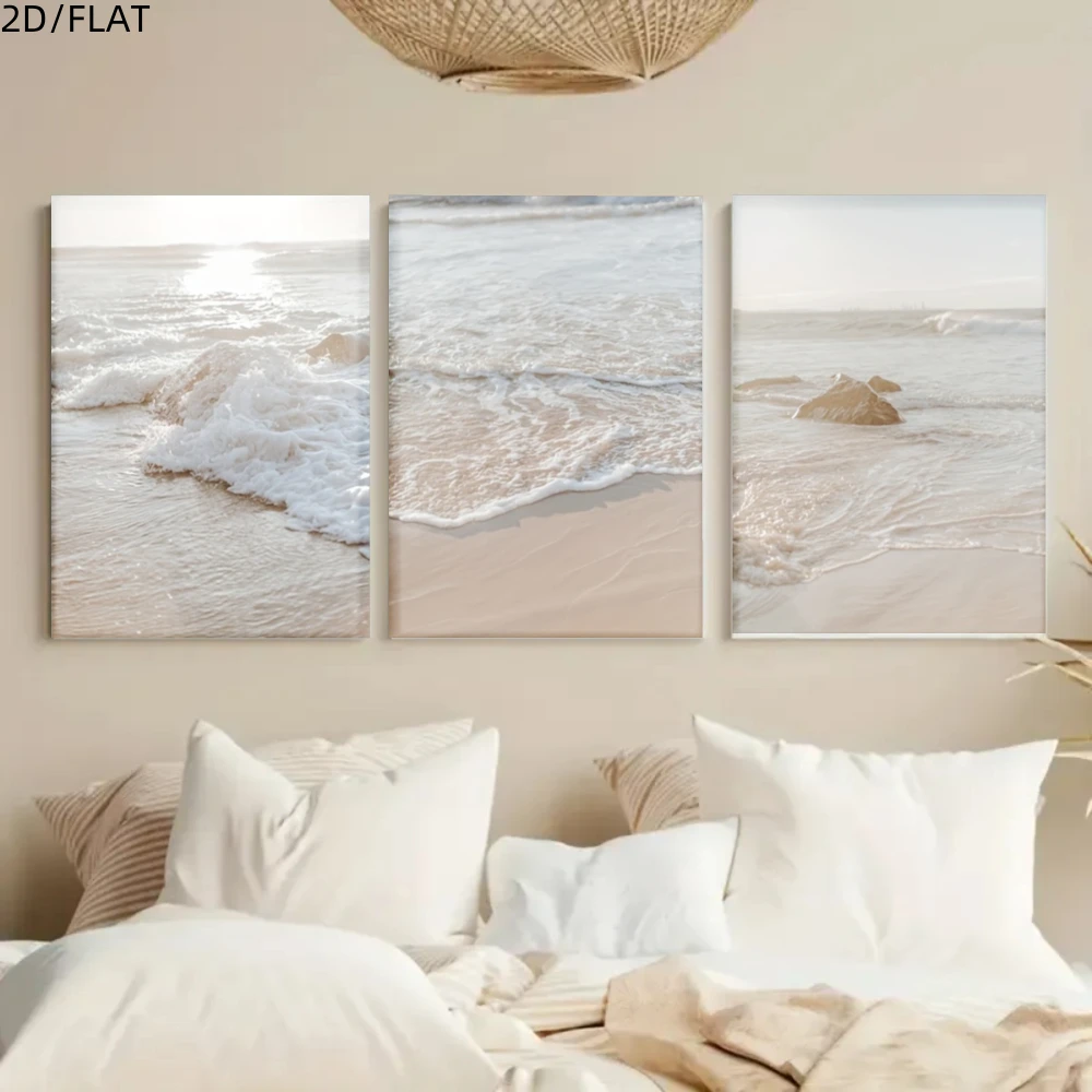 Abstract ocean beach triptych canvas wall art minimalist scandi seascape print modern bedroom hanging painting home decor