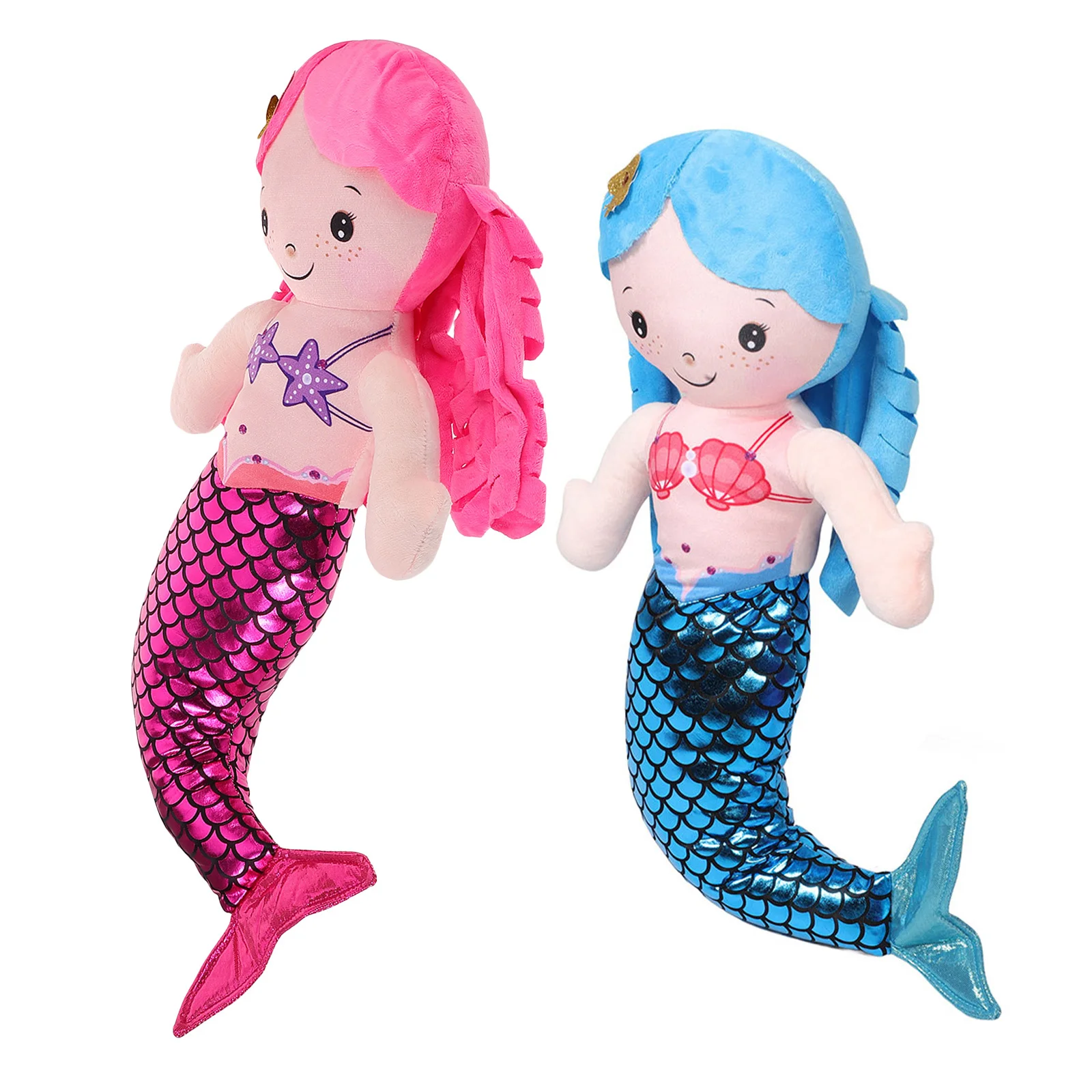 

2pcs Stuffed Animal Sparkly Soft Pillow For Girls Comfortable Kids Room Decoration Durable Cartoon Mermaid Throw Pillow - Cute