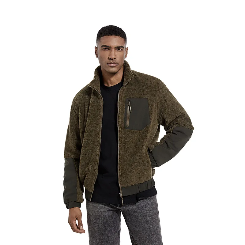 Lamb Fleece Jacket Men's Autumn and Winter Clothes Stand Collar Fleece Casual New Streetwear Jacket Cardigan Outdoor