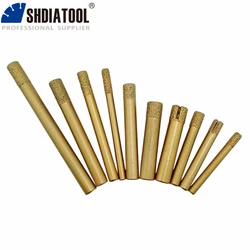 SHDIATOOL 10Pcs 3D Vacuum Brazed Diamond CNC Flat-end Straight Knife Engraving Bits Stone Carving Tools, Diamond Burrs, End Mill