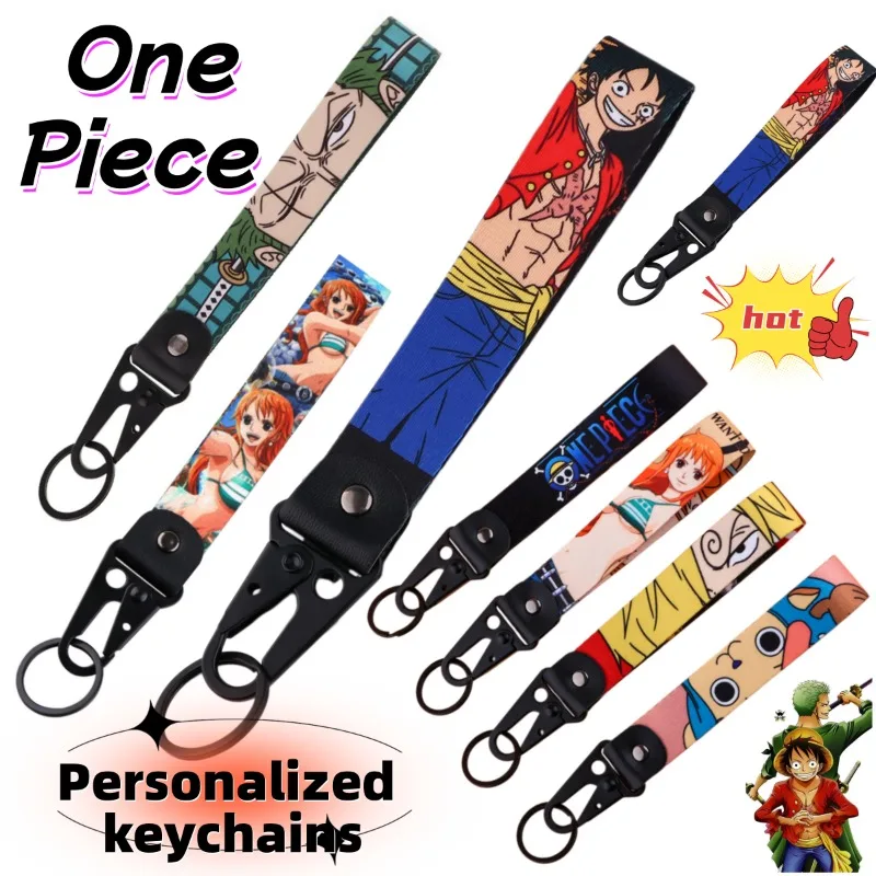 

One Piece Luffy Keychain Cute Fashion Cartoon Personalized Creative Kawaii Simple Car Keychain Rope Birthday Gift for Friends