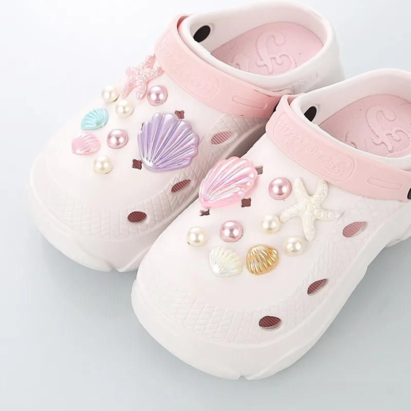 18PCS Fashion Shoe Charms Set Accessories Hole Shoe Buckle Cute Starfish Seashells Pearls Colorful DIY 3D Shoes Decorations Gift image 3