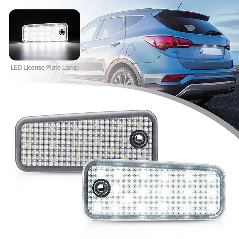 2Pcs LED License Plate Light Fit For Hyundai Santa DM Grand Santa Fe NC L266 2013-2018 Car Accessories 18LED License Plate Light