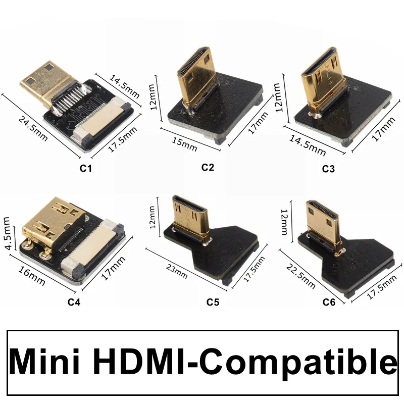 FPV 20Pin HDMI Compatible con tipo A C D macho arriba y abajo en ángulo Micro mini-hdmi macho HDTV FPC Cable plano multicóptero fotografía aérea