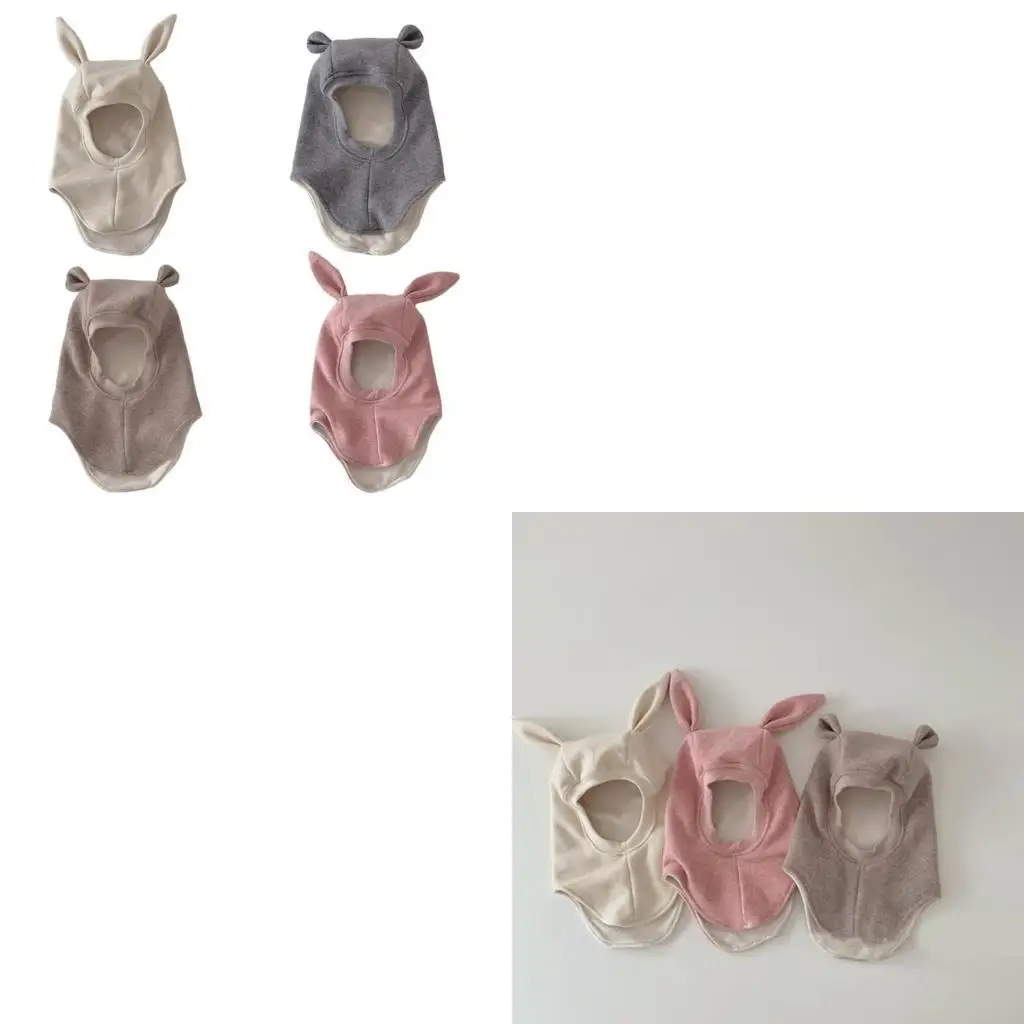 

Autumn Winter Baby Hooded Hat Fashion Warm Scarf Infant Boys Girls Pullover Hat Windproof Earmuffs Solid Color 4XBC