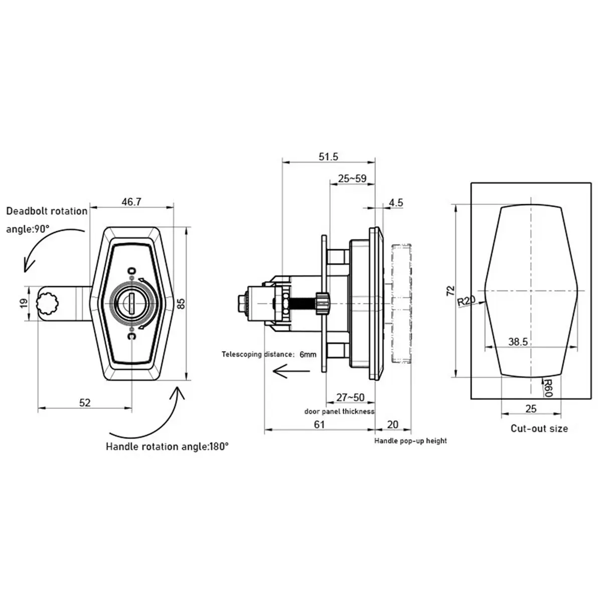 A67T NEW Compartment Door Locker PUSH Door Lock W/ 2keys for Swift Elldis Caravan Motorhome