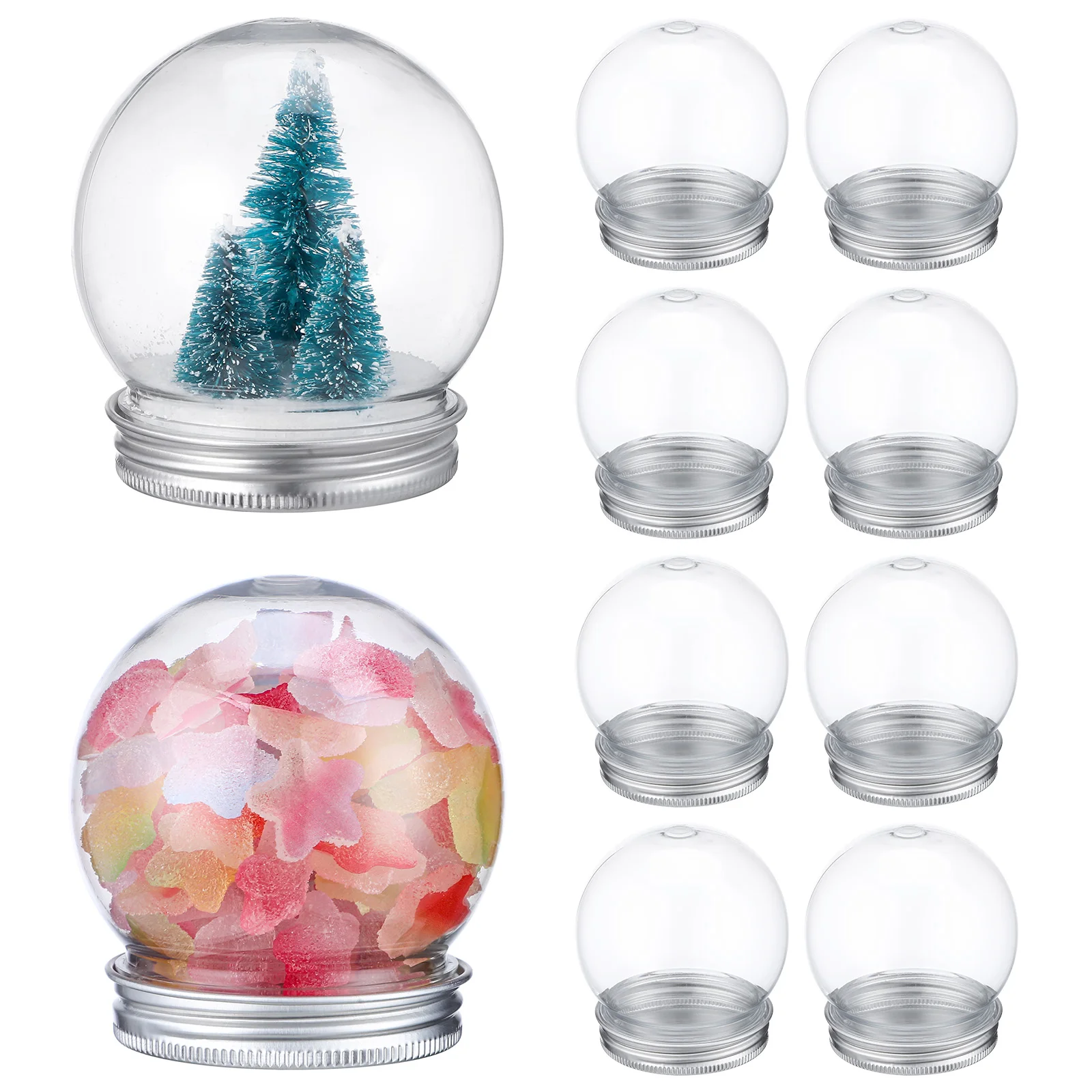 

10 Pcs Mini Globe Ball Shape Water Plastic Snow Transparent Empty DIY Globes Child