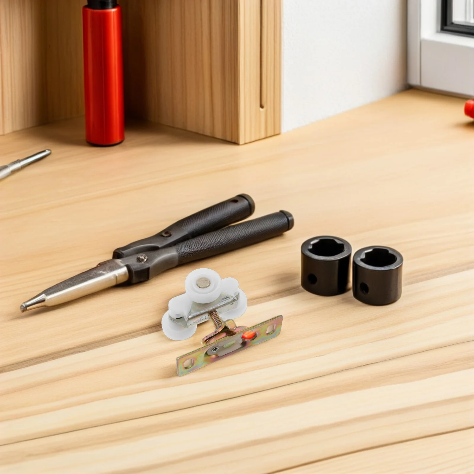 

1Set Noise Reduction Sliding Door Pulley Sturdy Bearing Wheels Easy Install Hardware Kit for Kitchen Cabinet Wardrobe Sliding