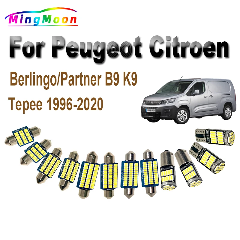 Car Accessories For Citroen Berlingo For Peugeot Partner B9 K9 Tepee Canbus Vehicle LED Interior Map Dome Trunk Light Kit