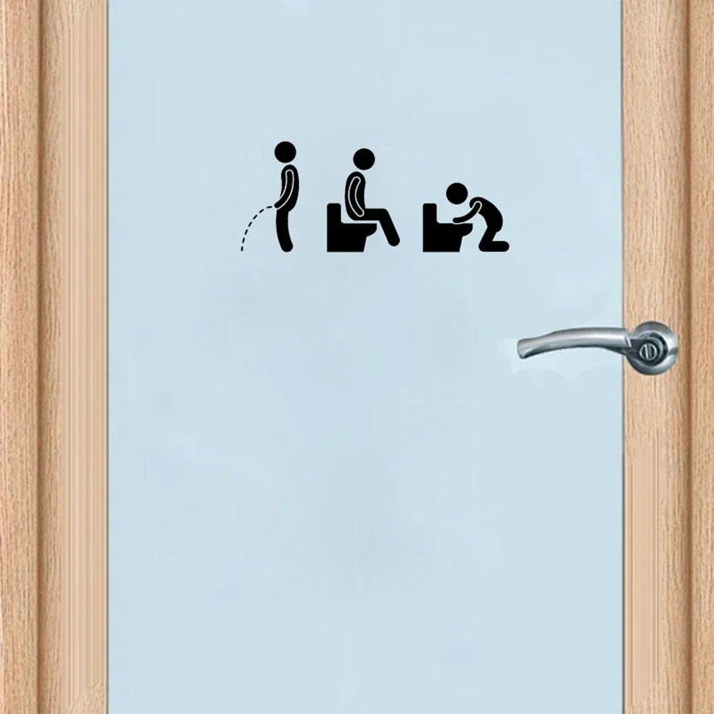 Funny Toilet Sign Stickers Background Toil Sticker Can Be Removed Door Decor Washroom Wall Decals Art Waterproof Creative