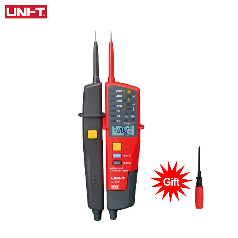 UNI-T UT18C High Voltage Continuity Tester Meter AC Digital Voltmeter LED Indicator Detector Voltage Display RCD Phase Rotation