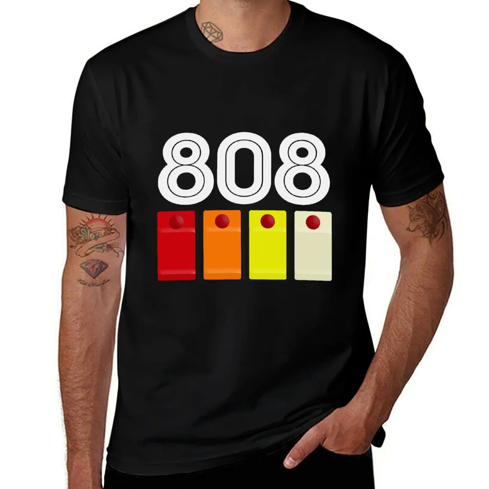 

808 Drum Machine Button Grid Design T-Shirt Basic Casual Short Sleeve Cotton Shirt