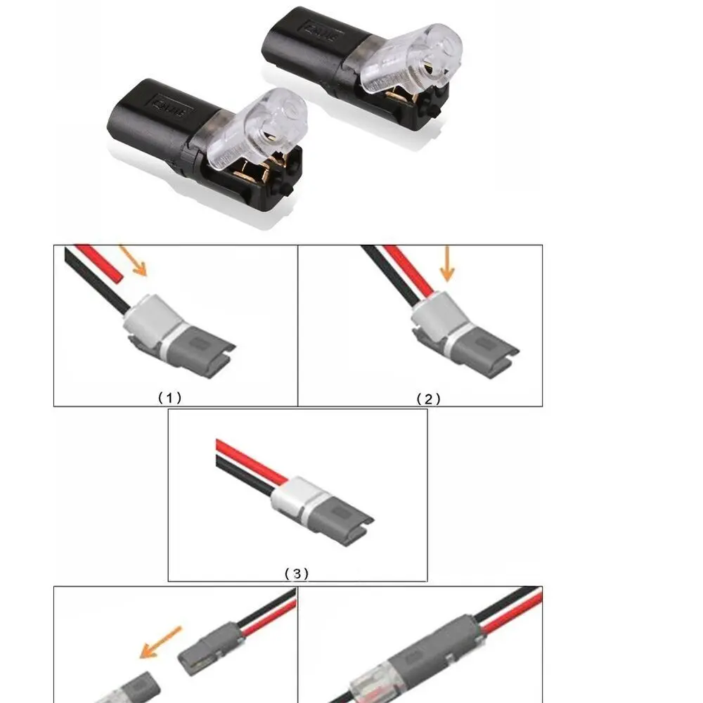 10pcs 2pin Pluggable Wire Connector Spring Scotch Lock 18-24AWG Wire Quick Splice Connectors Led Light Cable Crimp Terminals