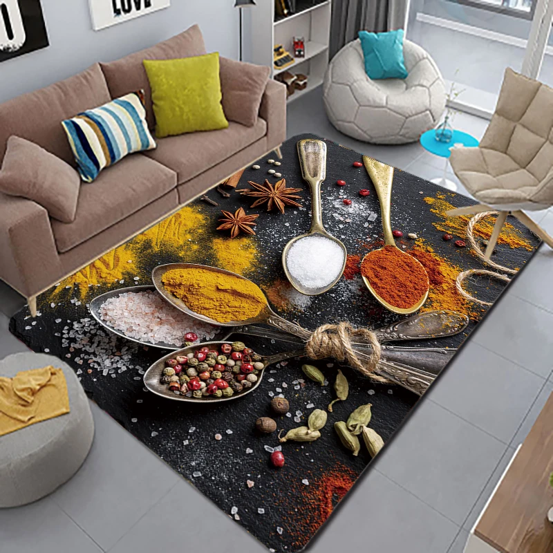 

Spices Scoop Medicine Ladle Styles Printed Rectangle Carpet Rug For Bedroom Living Room Soft Fluffy Rug Nonslip Mat Home Decor