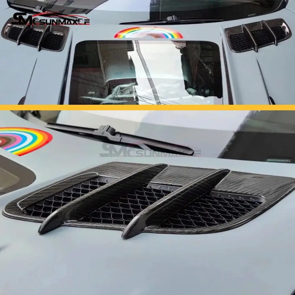 Carbon Fiber Engine Hood Vents Scoop Air Flow Mesh Cover Trim For 2015-2023 Mercedes Benz AMG GT GTS GTR GTC C190 R190