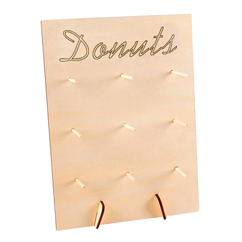 Wooden Donut Board Display Wall Rack Dessert Holder Doughnut Treat Stand Cake Stand Decoration for Party