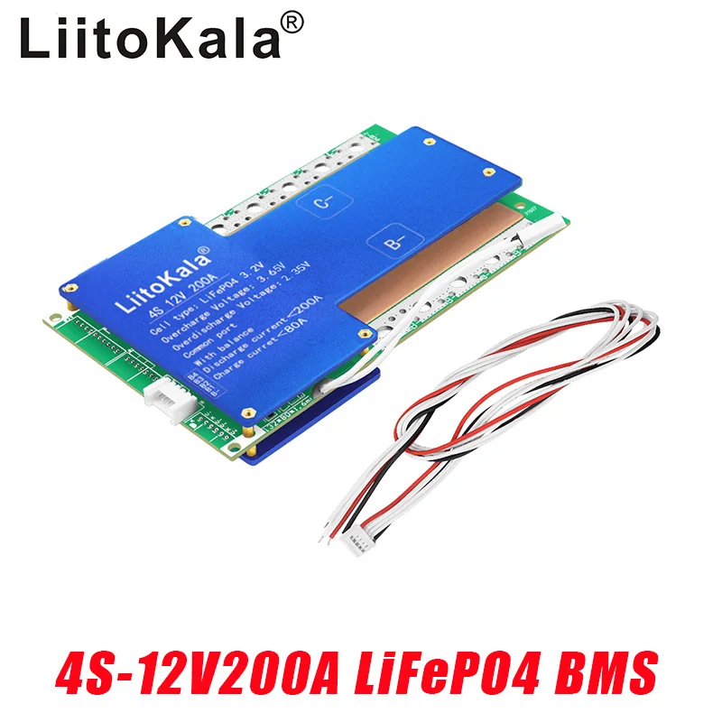 4S LiitoKala 12V 100A/150A/200A BMS LiFePo4 akumulator litowo-żelazowo-fosforanowy płyta obwód ochronny ze zrównoważonym ładowaniem