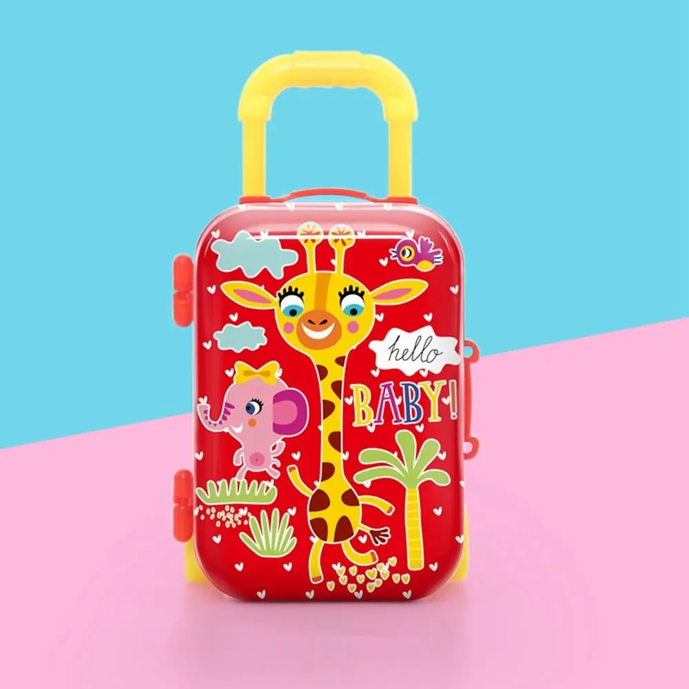 Mini Mini Trolley Case Model Animals Pattern Suitcase Animals Suitcase Toy Color Printing Tinplate Cartoon Piggy Bank Home