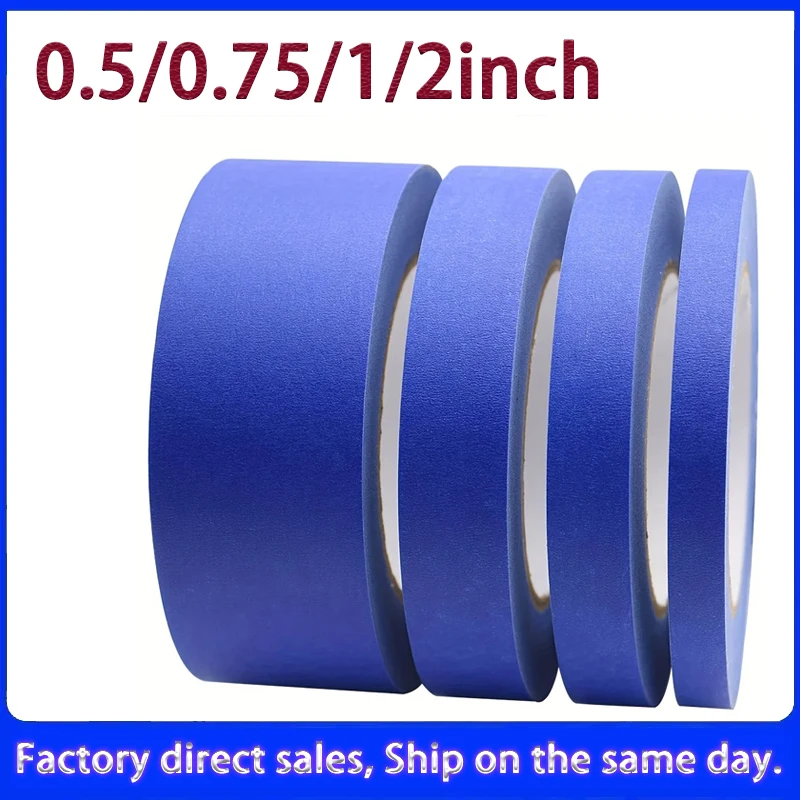 1Pc Blue Painters Tape, 0.5/0.75/1/2inch, Multi Size Painting Masking Tape, Clean Release Paper Tape for Home