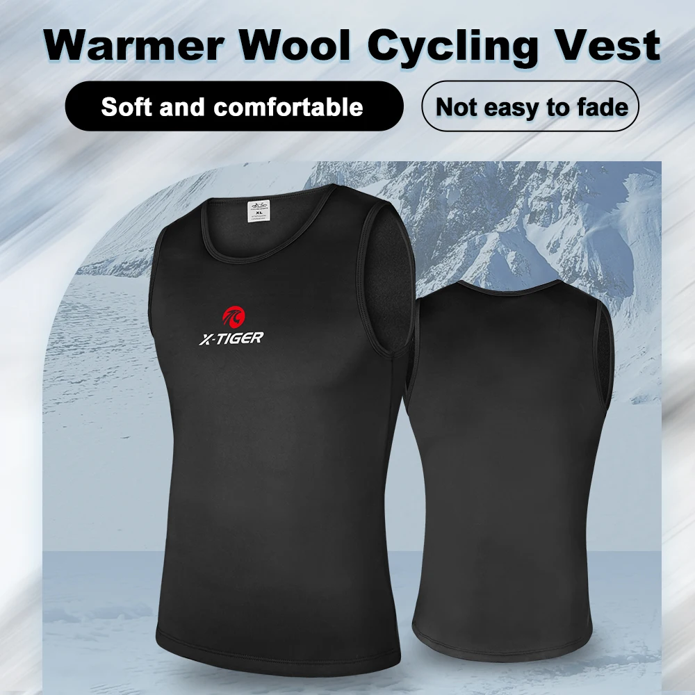 X-TIGER 2024 Thermal Winter Cycling Base Layer Sleeveless Fleece Sports Bike Jerseys Shirt Warm Bike Underwear Bicycle Keep Warm